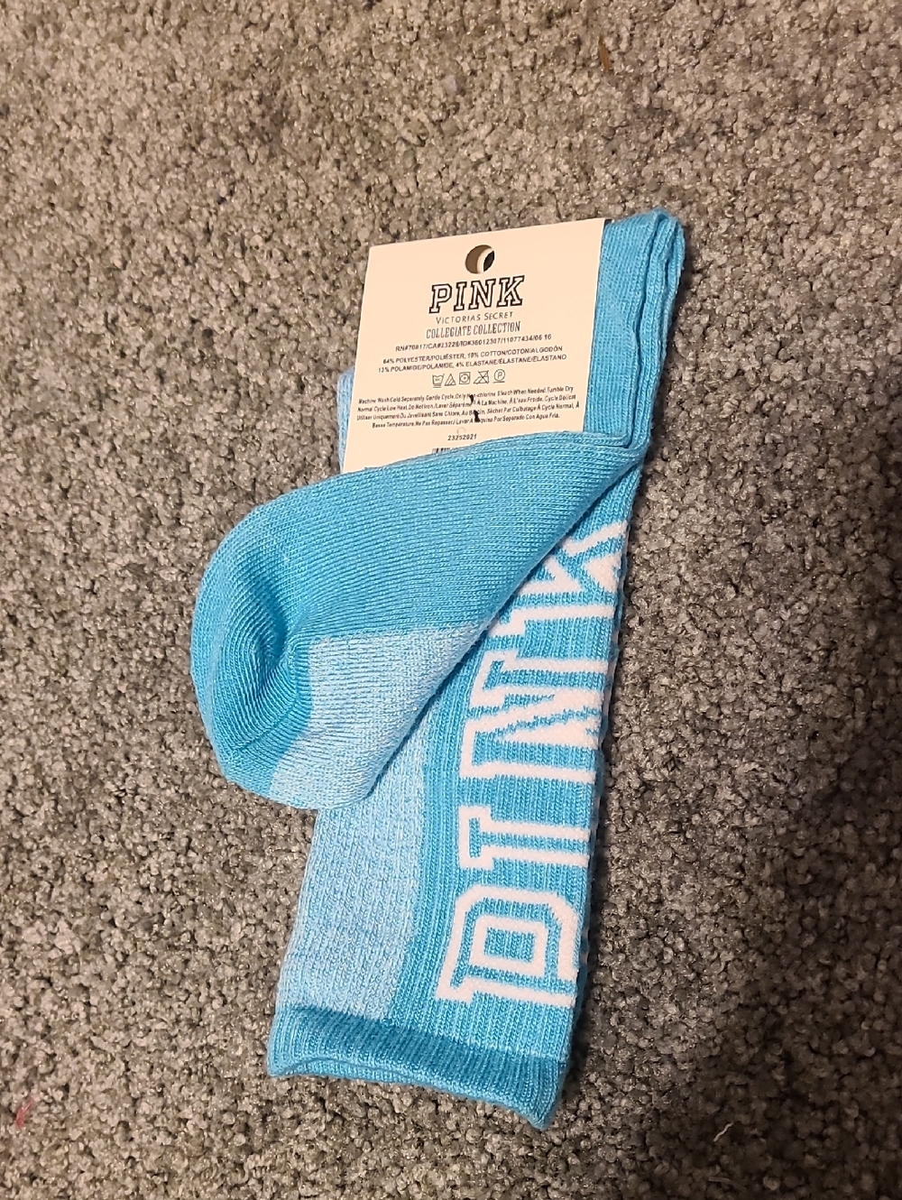 PINK Victoria's Secret Sky Blue Logo Crew Socks